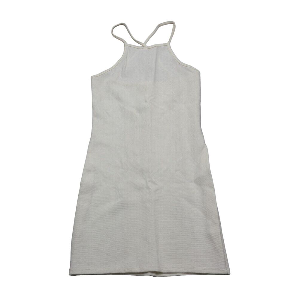 Primi Dress Womens M White Plain Sleeveless Halter Neck Criss Cross Back Outwear